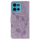 For Motorola Moto G75 5G Rose Butterfly Embossed Leather Phone Case(Purple) - 3