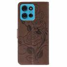 For Motorola Moto G75 5G Rose Butterfly Embossed Leather Phone Case(Brown) - 3