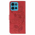 For Motorola Moto G75 5G Rose Butterfly Embossed Leather Phone Case(Red) - 3
