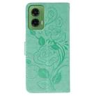 For Motorola Moto G35 Rose Butterfly Embossed Leather Phone Case(Green) - 3