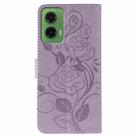 For Motorola Moto G35 Rose Butterfly Embossed Leather Phone Case(Purple) - 3