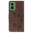 For Motorola Moto G35 Rose Butterfly Embossed Leather Phone Case(Brown) - 3