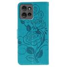 For Motorola Edge 50 Rose Butterfly Embossed Leather Phone Case(Blue) - 3