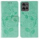For Motorola Edge 50 Rose Butterfly Embossed Leather Phone Case(Green) - 1