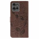 For Motorola Edge 50 Rose Butterfly Embossed Leather Phone Case(Brown) - 3