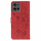 For Motorola Edge 50 Rose Butterfly Embossed Leather Phone Case(Red) - 3