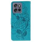 For Motorola Edge 50 Neo Rose Butterfly Embossed Leather Phone Case(Blue) - 3