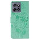 For Motorola Edge 50 Neo Rose Butterfly Embossed Leather Phone Case(Green) - 3