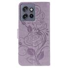 For Motorola Edge 50 Neo Rose Butterfly Embossed Leather Phone Case(Purple) - 3