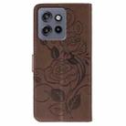 For Motorola Edge 50 Neo Rose Butterfly Embossed Leather Phone Case(Brown) - 3