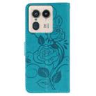For Motorola Edge 50 Ultra Rose Butterfly Embossed Leather Phone Case(Blue) - 3