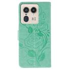 For Motorola Edge 50 Ultra Rose Butterfly Embossed Leather Phone Case(Green) - 3