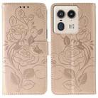For Motorola Edge 50 Ultra Rose Butterfly Embossed Leather Phone Case(Rose Gold) - 1