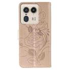 For Motorola Edge 50 Ultra Rose Butterfly Embossed Leather Phone Case(Rose Gold) - 3