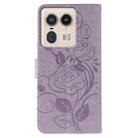 For Motorola Edge 50 Ultra Rose Butterfly Embossed Leather Phone Case(Purple) - 3