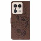 For Motorola Edge 50 Ultra Rose Butterfly Embossed Leather Phone Case(Brown) - 3