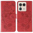 For Motorola Edge 50 Ultra Rose Butterfly Embossed Leather Phone Case(Red) - 1