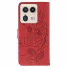For Motorola Edge 50 Ultra Rose Butterfly Embossed Leather Phone Case(Red) - 3
