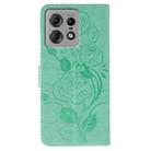 For Motorola Edge 50 Pro Rose Butterfly Embossed Leather Phone Case(Green) - 3