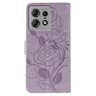 For Motorola Edge 50 Pro Rose Butterfly Embossed Leather Phone Case(Purple) - 3