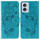 For Motorola Edge 50 Fusion Rose Butterfly Embossed Leather Phone Case(Blue) - 1