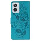 For Motorola Edge 50 Fusion Rose Butterfly Embossed Leather Phone Case(Blue) - 3