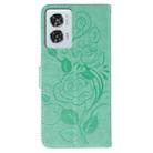 For Motorola Edge 50 Fusion Rose Butterfly Embossed Leather Phone Case(Green) - 3