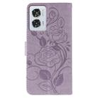 For Motorola Edge 50 Fusion Rose Butterfly Embossed Leather Phone Case(Purple) - 3