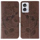 For Motorola Edge 50 Fusion Rose Butterfly Embossed Leather Phone Case(Brown) - 1