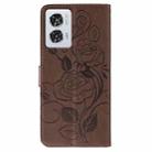 For Motorola Edge 50 Fusion Rose Butterfly Embossed Leather Phone Case(Brown) - 3