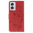 For Motorola Edge 50 Fusion Rose Butterfly Embossed Leather Phone Case(Red) - 3