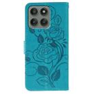 For Motorola Edge 60 Pro Rose Butterfly Embossed Leather Phone Case(Blue) - 3