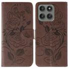 For Motorola Edge 60 Pro Rose Butterfly Embossed Leather Phone Case(Brown) - 1