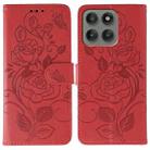 For Motorola Edge 60 Pro Rose Butterfly Embossed Leather Phone Case(Red) - 1