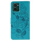 For HMD Pulse Pro Rose Butterfly Embossed Leather Phone Case(Blue) - 3