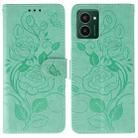 For HMD Pulse Pro Rose Butterfly Embossed Leather Phone Case(Green) - 1