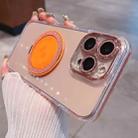 For iPhone 16 Pro Transparent Glitter CD Texture Rotating Holder Phone Case(Orange) - 1