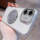 For iPhone 16 Transparent Glitter CD Texture Rotating Holder Phone Case(Silver) - 1