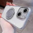 For iPhone 15 Transparent Glitter CD Texture Rotating Holder Phone Case(Silver) - 1