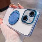 For iPhone 15 Transparent Glitter CD Texture Rotating Holder Phone Case(Blue) - 1