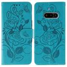 For Nothing Phone 3a Rose Butterfly Embossed Leather Phone Case(Blue) - 1