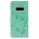 For Nothing Phone 3a Rose Butterfly Embossed Leather Phone Case(Green) - 3