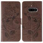 For Nothing Phone 3a Rose Butterfly Embossed Leather Phone Case(Brown) - 1
