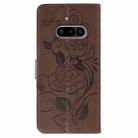 For Nothing Phone 3a Rose Butterfly Embossed Leather Phone Case(Brown) - 3
