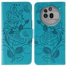 For Nothing Phone 3a Pro Rose Butterfly Embossed Leather Phone Case(Blue) - 1