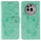 For Nothing Phone 3a Pro Rose Butterfly Embossed Leather Phone Case(Green) - 1