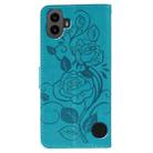 For Nothing CMF Phone 1 Rose Butterfly Embossed Leather Phone Case(Blue) - 3