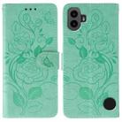 For Nothing CMF Phone 1 Rose Butterfly Embossed Leather Phone Case(Green) - 1