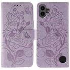 For Nothing CMF Phone 1 Rose Butterfly Embossed Leather Phone Case(Purple) - 1