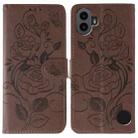 For Nothing CMF Phone 1 Rose Butterfly Embossed Leather Phone Case(Brown) - 1